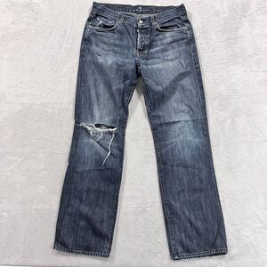 7 for‎ All Mankind Relaxed Jeans Men's Distressed Made in USA Blue Straight Leg